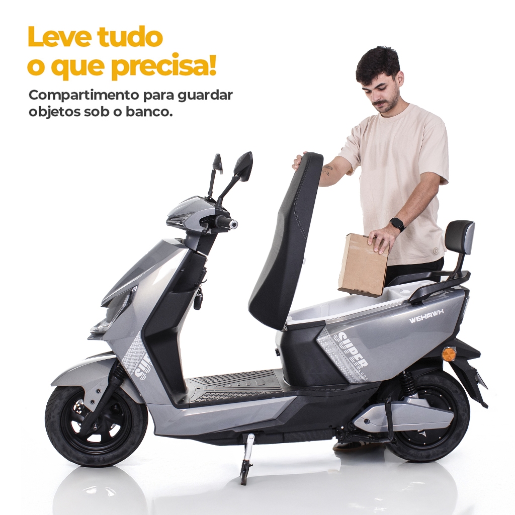 Scooter Moto Elétrica WeHawk Super WX-05 1000W 60V 20Ah Bateria de Chumbo