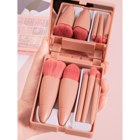 Mini kit 5 Pçs Pincéis De Maquiagem com Espelho