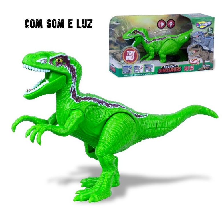 Dinossauro Raptor Pequeno Com Som e Luz Coleção Jurassinhos – Não Tem Contrrole – Envio Imediato –