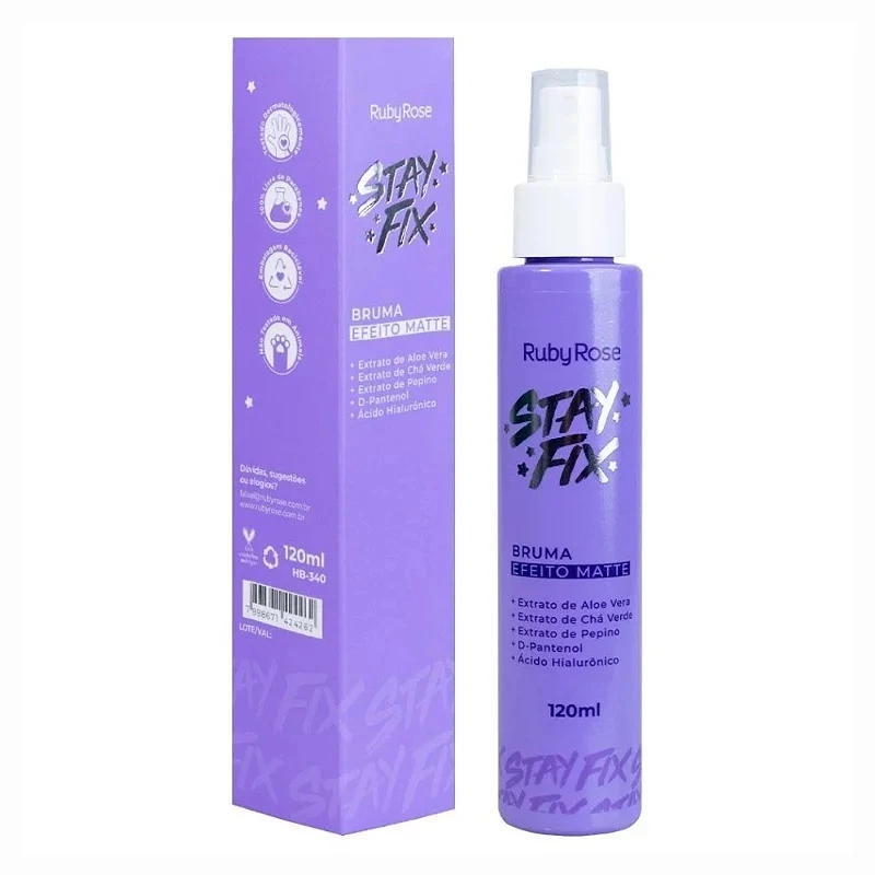 Bruma Fixadora Facial Matte Glow Stay Fix Ruby Rose HB-340 HB-341