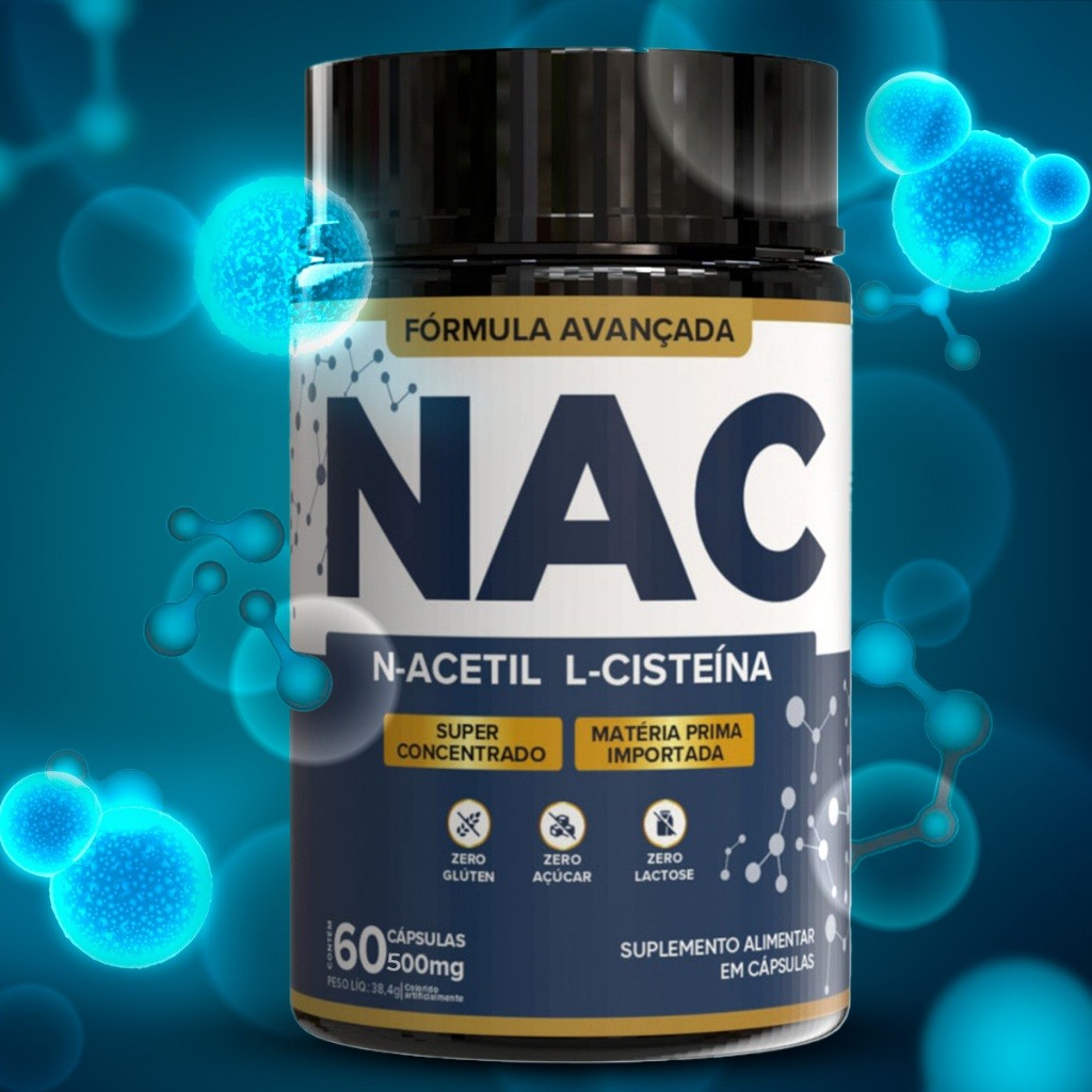 NAC N-Acetil L-Cisteína 500mg | Antioxidante, Detox, Imunidade e Saúde do Fígado 60 Cápsulas
