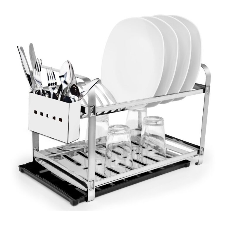 Escorredor Inox 16 Pratos Porta Talher Inox Bandej