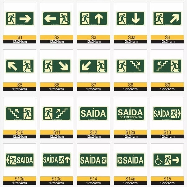 Placa de Sinalização de Emergência Fotoluminesc