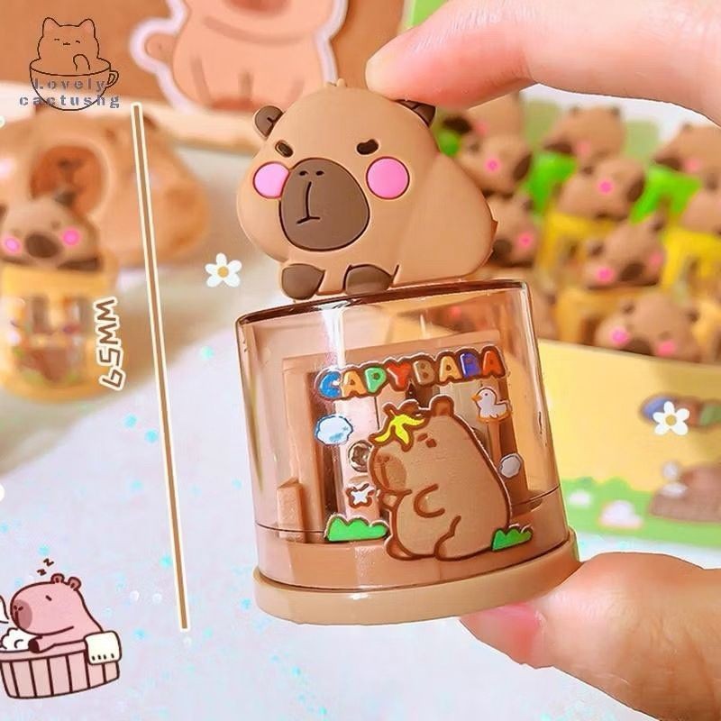 Apontador de Lápis Duplo capivara com depósito – apontador escolar/material escolar/escritório/volta