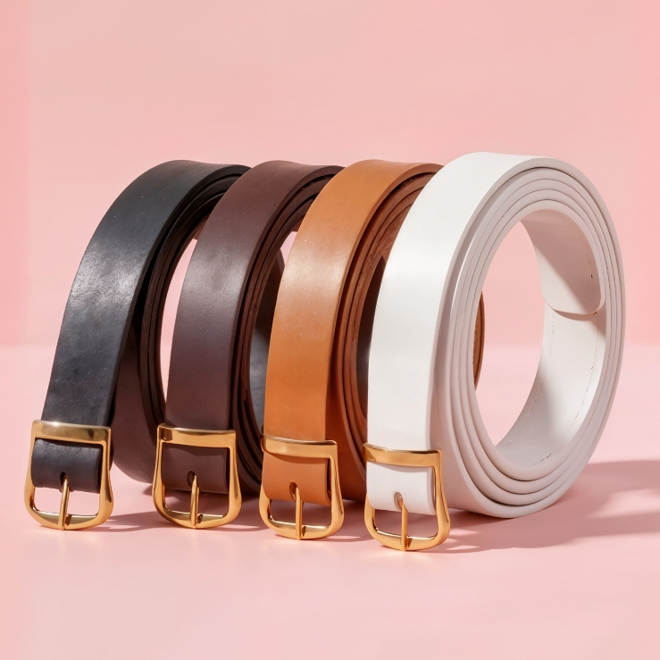 Kit 4 Cintos Feminino Fivela Metalizada Dourada Em