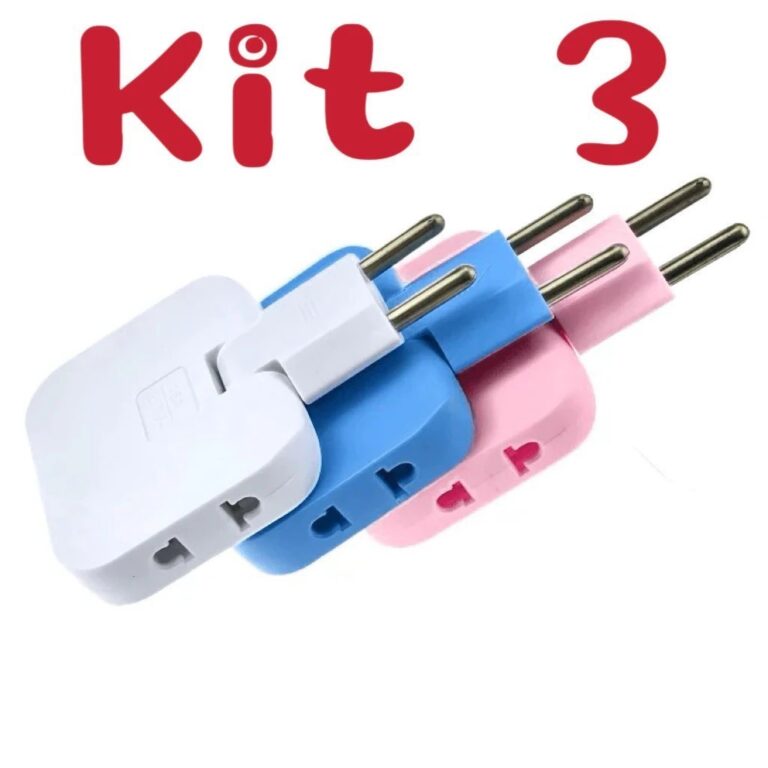 Kit 3 Adaptador de tomada articulada dobrável jor