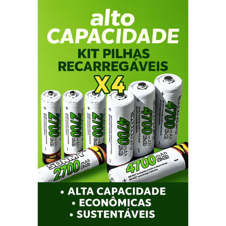 Kit Pilhas Recarregáveis Maxday  8x AA 4700mAh + 