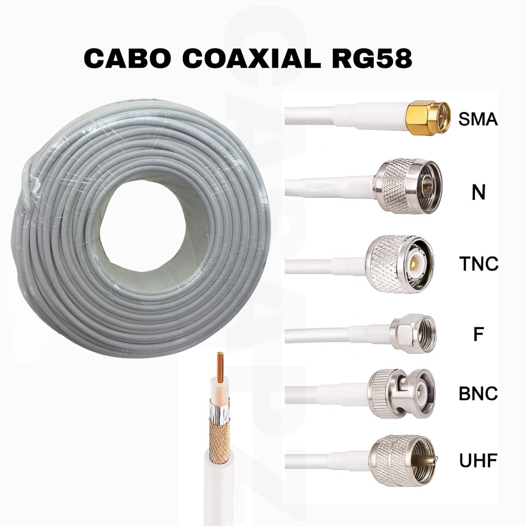 Cabo Coaxial RG58 Para Radio Amador, TV, Telefone, Entre Outros Com Varias Metragens