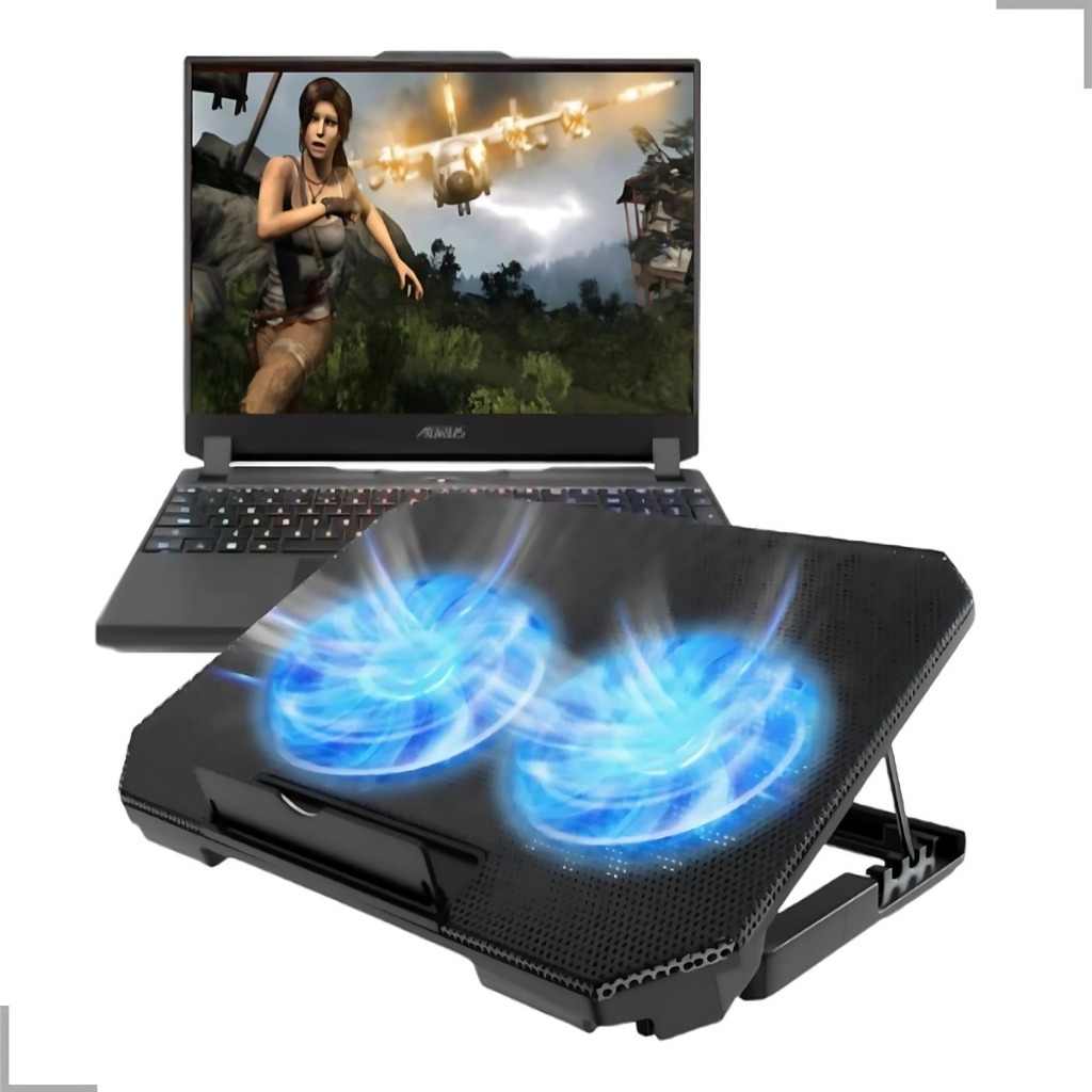 Suporte base Notebook Cooler 2 Ventoinhas Silenciosa Ajustável até 17 pol usb cor preto
