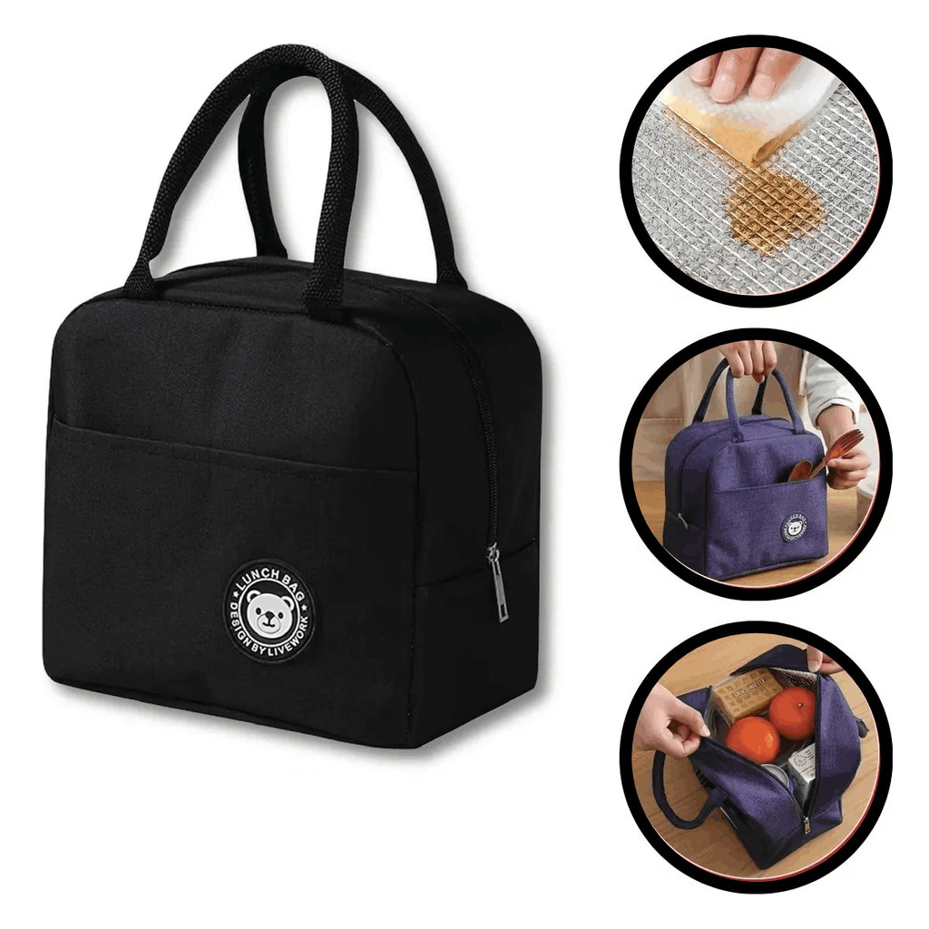 Bolsa Térmica Lancheira para Marmita com Bolso Lateral BM-F1181 (PRETO)