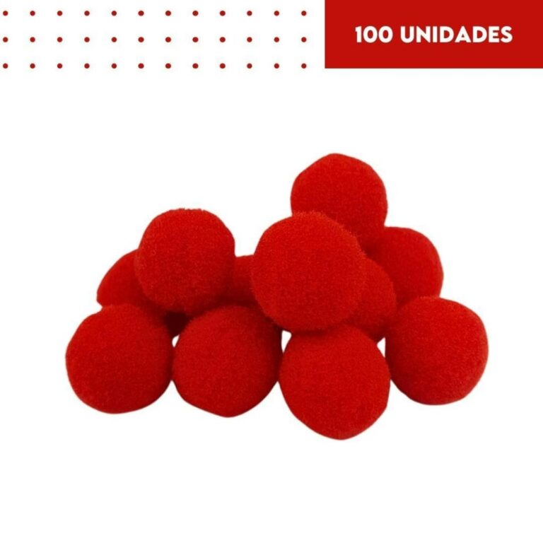 Pompom Vermelho 14mm – Com 100 Unidades R