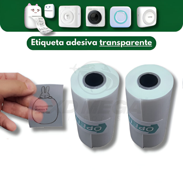 2 rolos etiqueta adesiva transparente para mini im