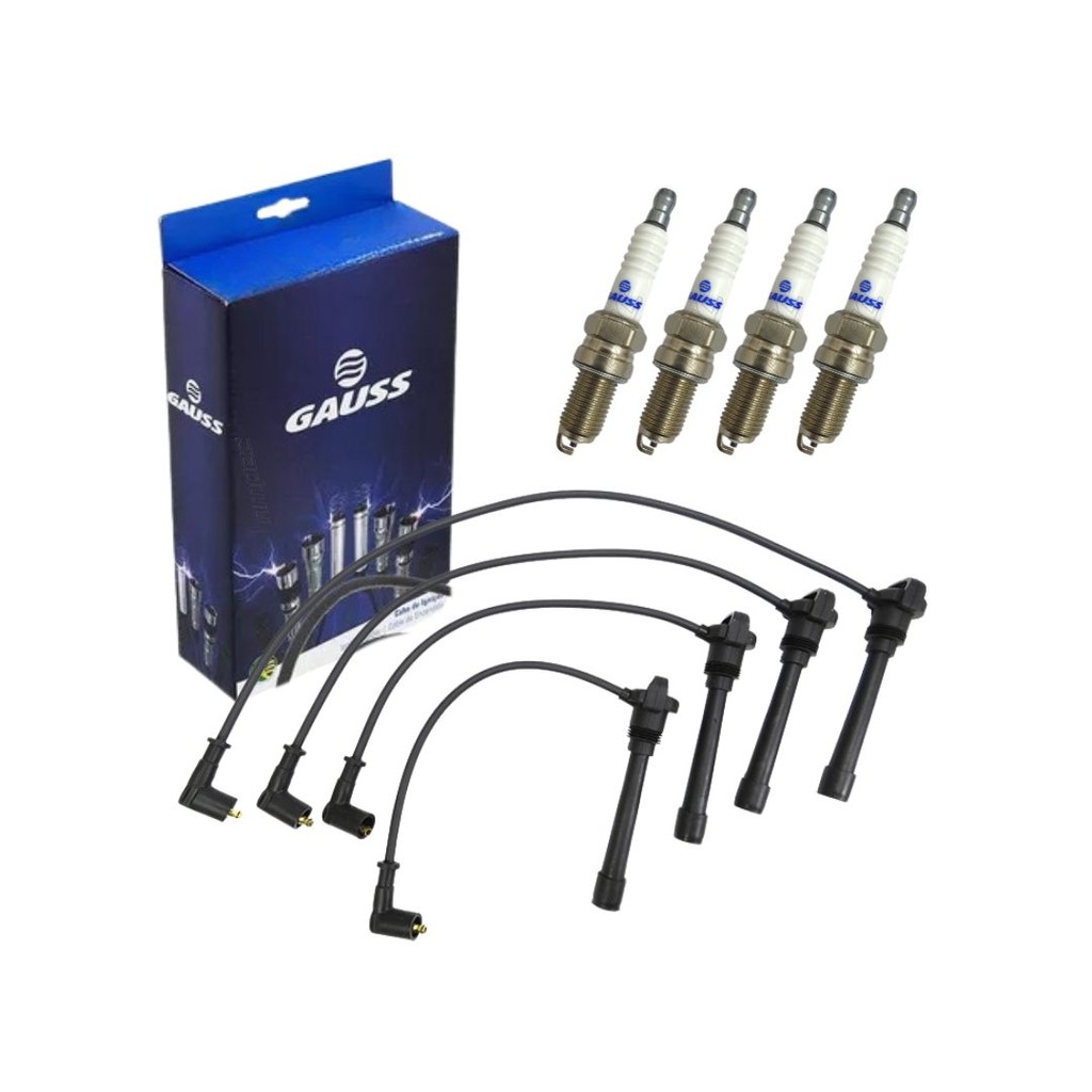 Kit Jogo 4 Cabo de Ignição E 4 Velas Para Fiat Palio Siena Doblo Gauss GC5021 GV8R02
