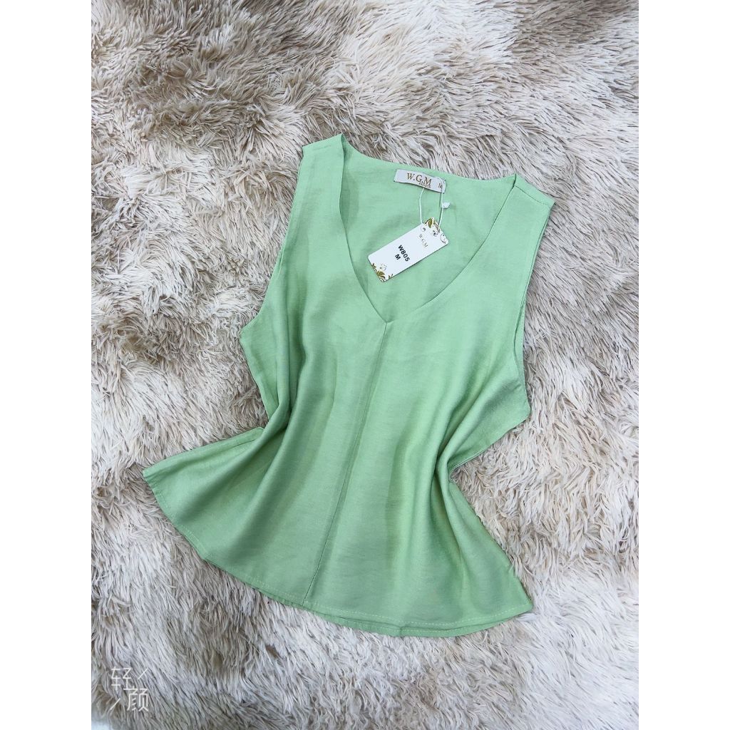 Blusa Feminina Social Regata Alça Larga Tecido Marrant Tendência Moda