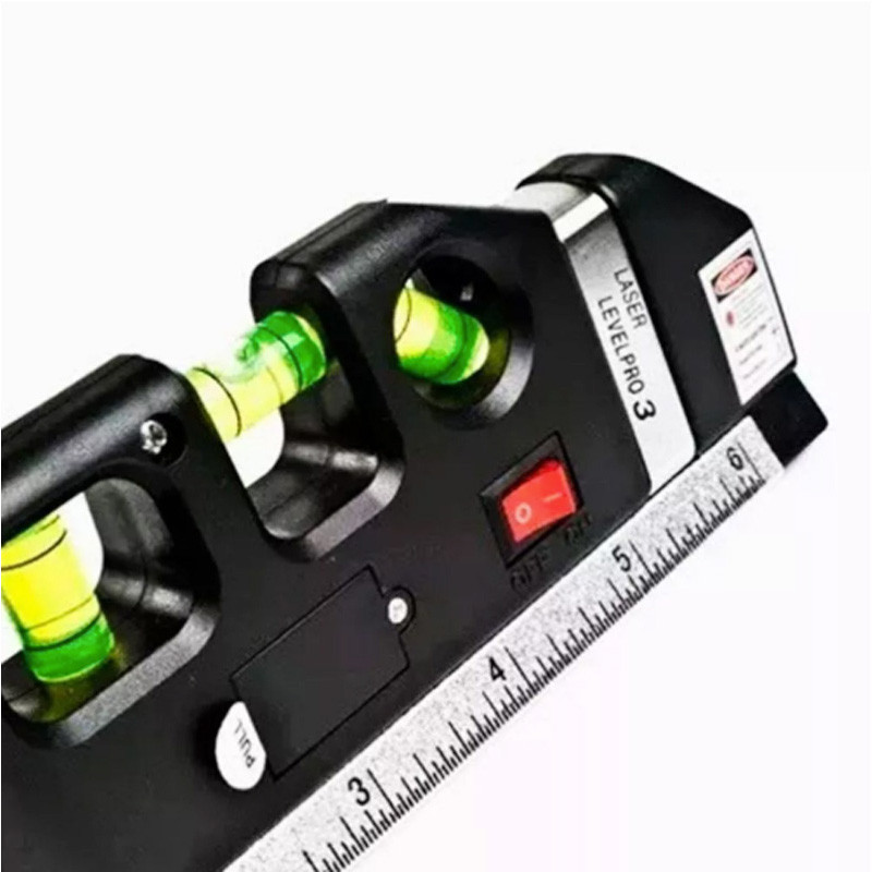 Nível Laser Profissional Trena Level Pro3 2,5m 3 Bolhas Nivelador Régua AG13 45° Horizontal Vertical