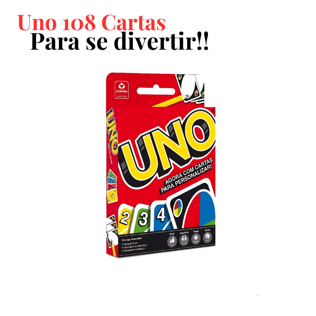 Jogo Uno Edição com 108 Cartas Clássicas uno