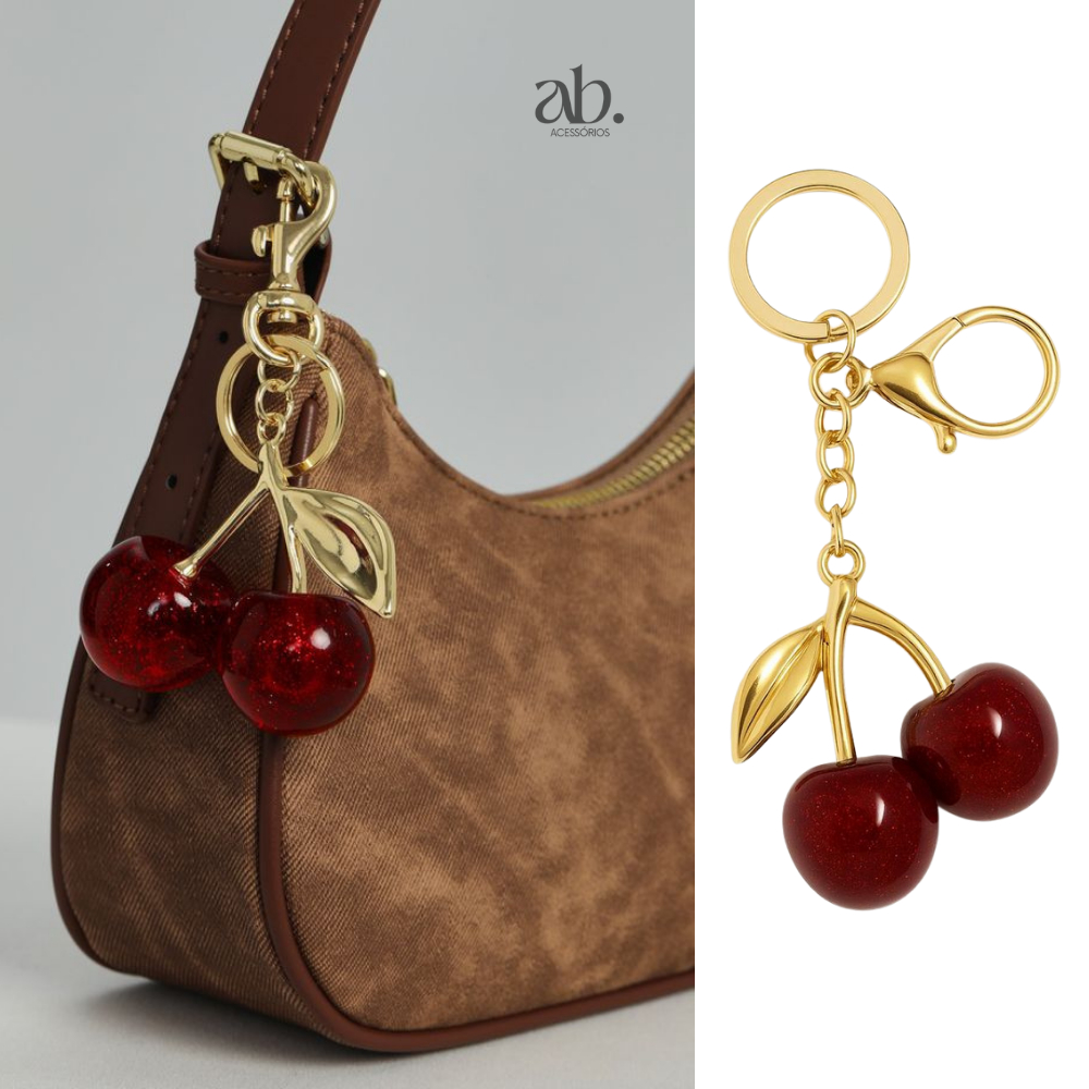 Chaveiro De Cereja Vermelha Chave Com Pingente Para Mulheres | Acessórios De Bolsa