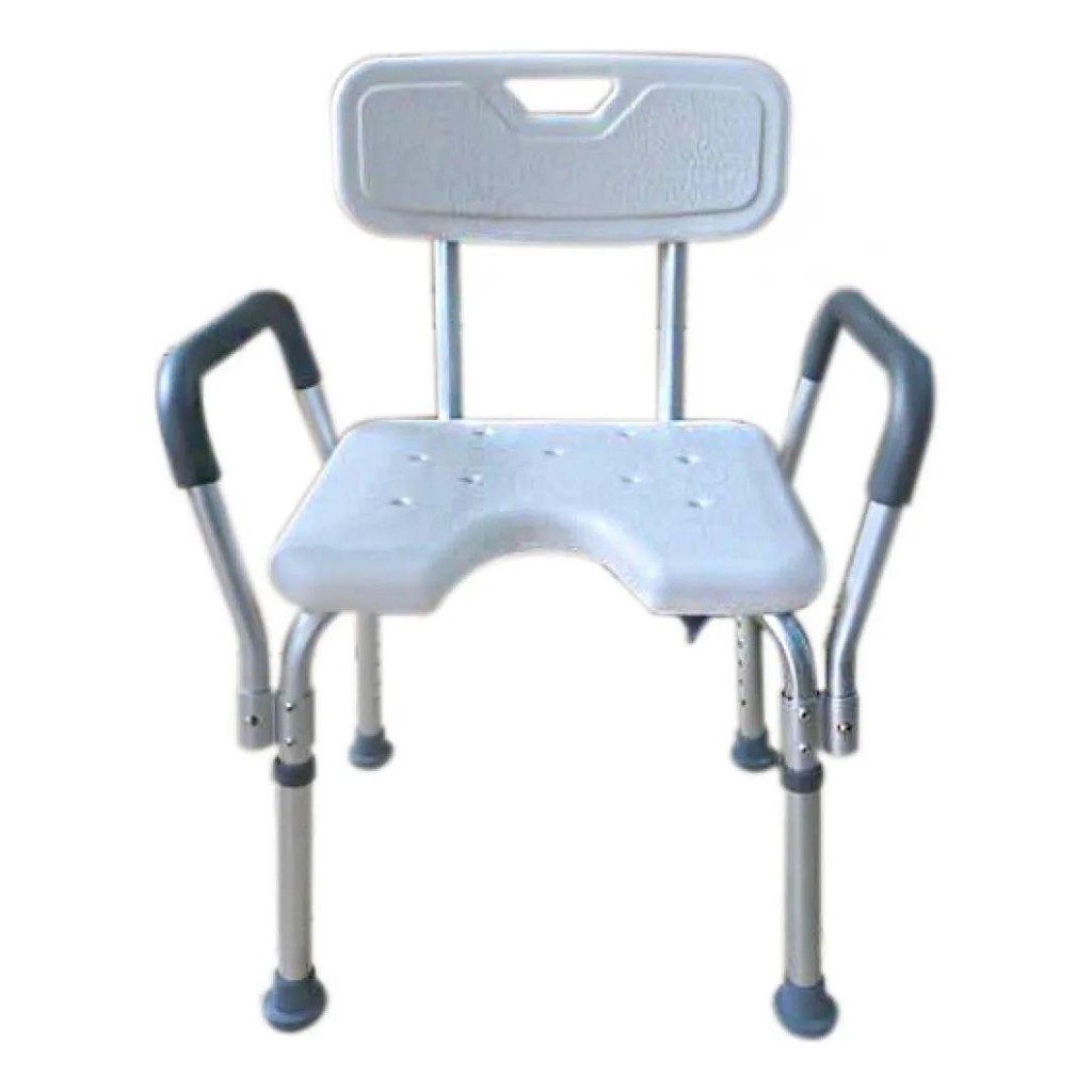 BANQUETA PARA BANHO C/ ENCOSTO E APOIO DE BRAÇO COM ABERTURA FRONTAL – 135 KG – MED 360