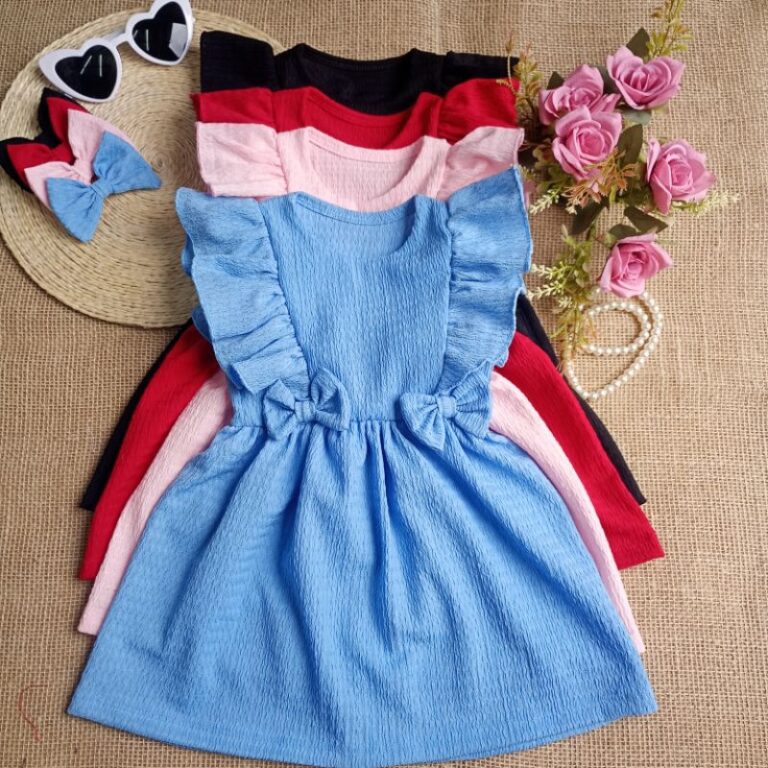 Vestido + Laço Infantil Luxo Menina Vermelho Azul