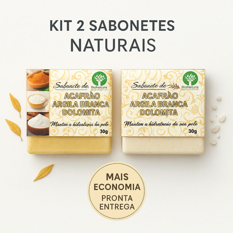 Kit 2 Sabonetes Naturais Açafrão Argila Branca e