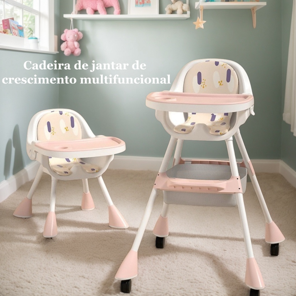 Cadeira De Alimentação Bebê Portátil 3 em 1 Jantar  Dobrável Multifunções Assento