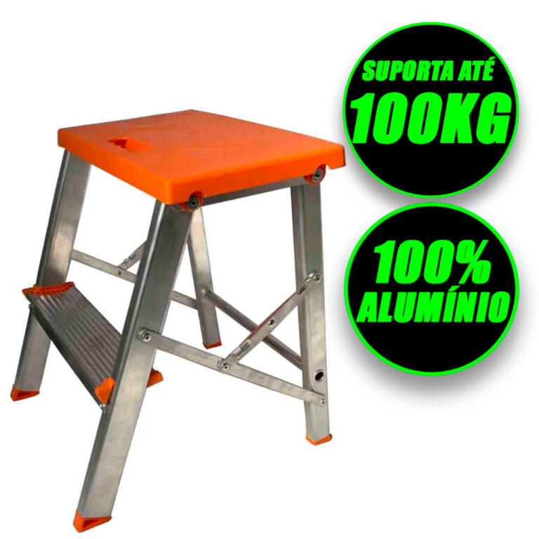 Escada Banqueta Alumínio 2 Degraus Portátil Dome