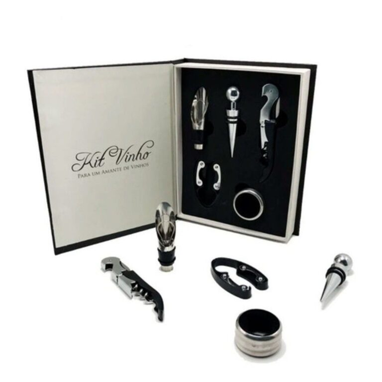 Kit Vinho com Abridor Saca Rolhas Tampa Dosador Co