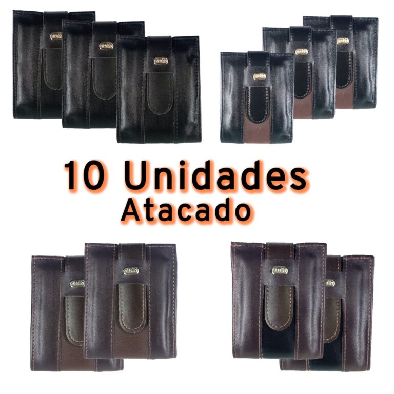 Kit 10 Carteira Masculina Grande com  Porta Docume