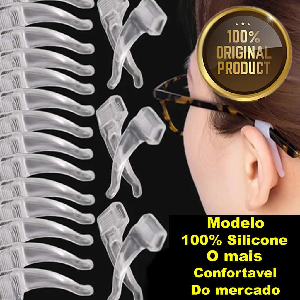 Kit 8/6/4/2 Trava óculos Antiderrapante Silicone Óculos Sol Grau Acessório Preto Transparentes