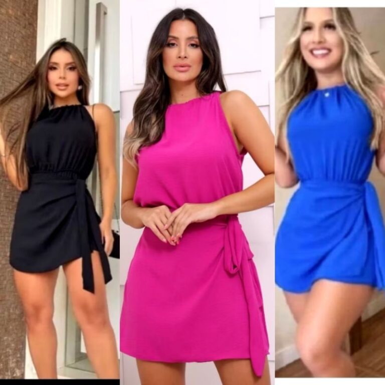 Macacão Feminino Short Saia Tecido Duna Liso