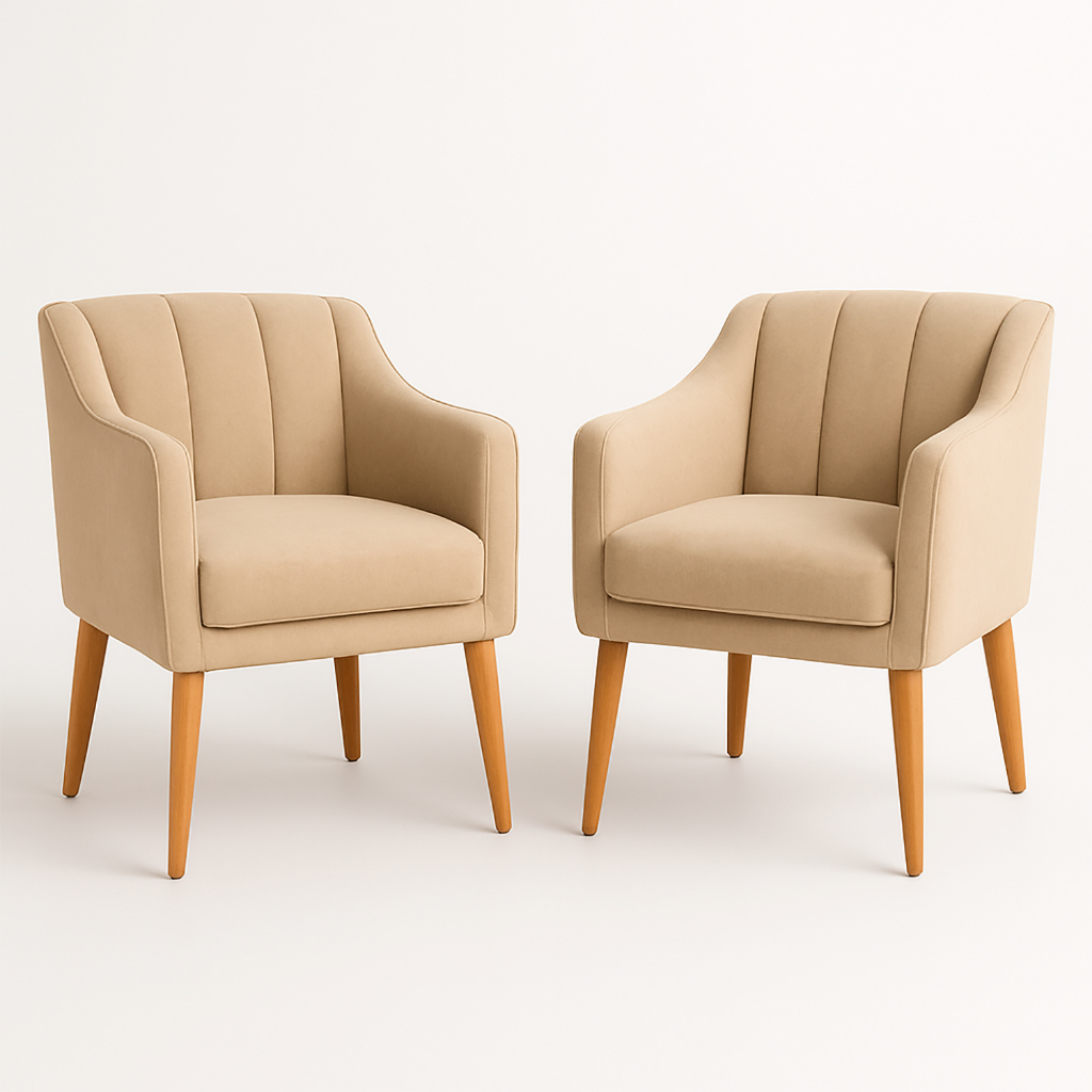 Kit com 2 Cadeiras Poltrona para Sala Moderna e Confortável Mila Suede