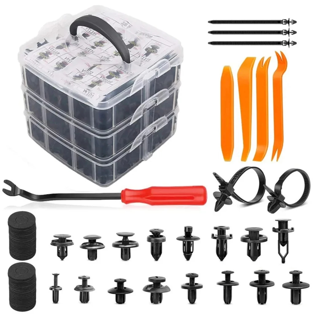 Kit 650/130/100 Peças Presilha Grampo Fixadores Revestimento Interno Externo Kit Espátula Com Chave