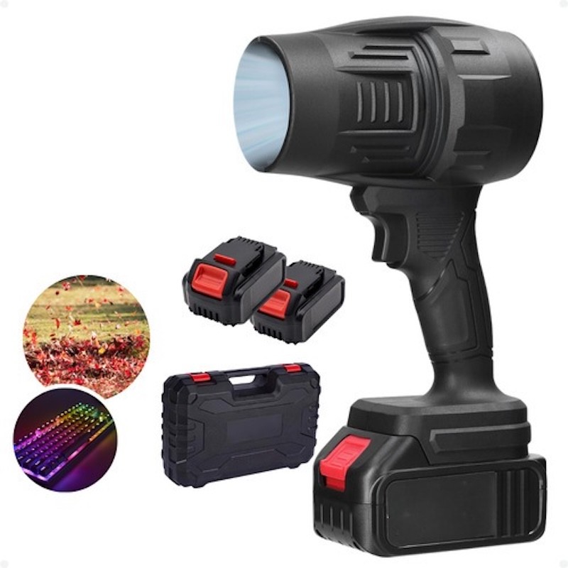 Soprador De Folhas Turbo Portátil Recarregável 48v Com 2 Baterias Potente Limpeza Interna e Externa