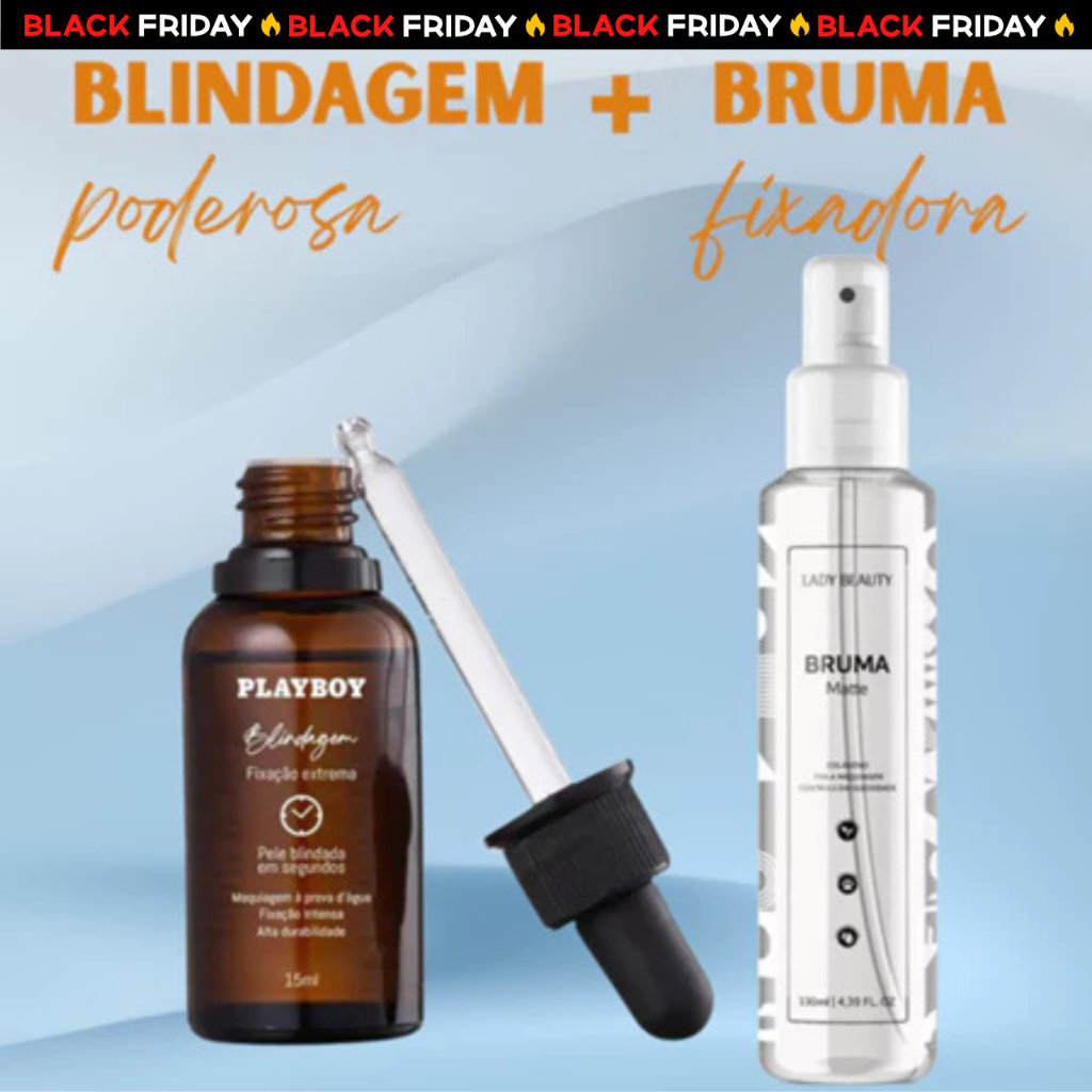 Kit Blindagem Poderosa 15 ml Playboy + Bruma Fixadora Matte Refrescante Lady Beauty