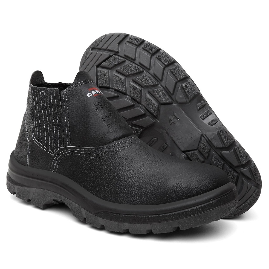 Botina de Segurança em Couro Solado Leve Bico de PVC Resistente COM CA Envio Imediato