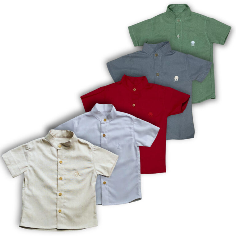 Camisa Gola padre linho infantil menino verão ten