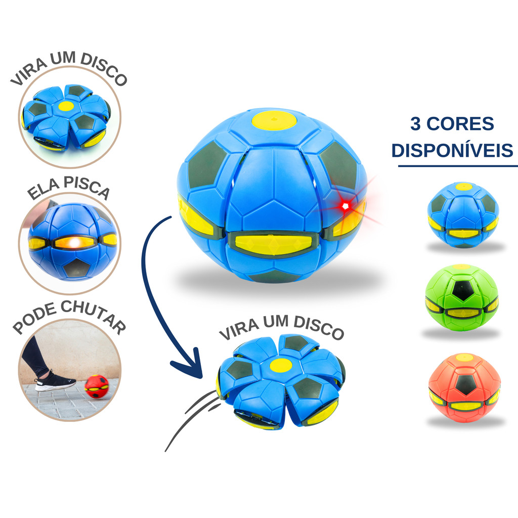 BOLA MÁGICA VOADORA MALUCA TAMANHO GRANDE ORIGINAL COM LED TRANSFORMA DISCO VOADOR FUTURISTA