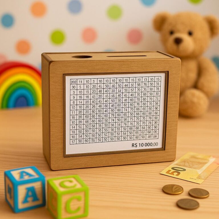 cofre decorativo com metas para moedas ou notas