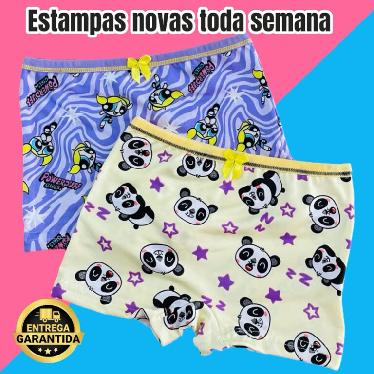 Kit 10 Calcinhas Boxer Menina Infantil Conforto e 
