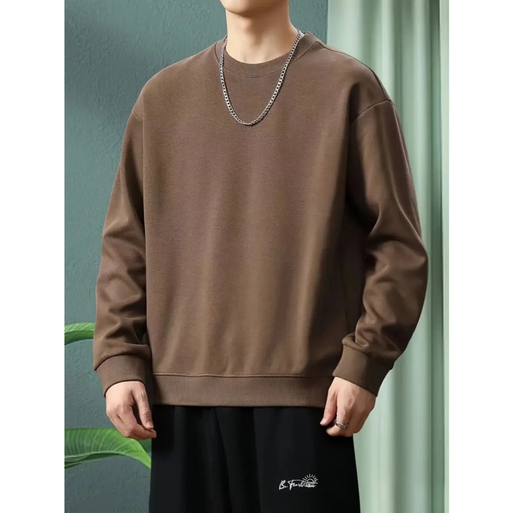 Moletom Gola Redonda Básico Algodão Blusa de Frio Liso Careca Masculino Feminino Unissex Flanelado I