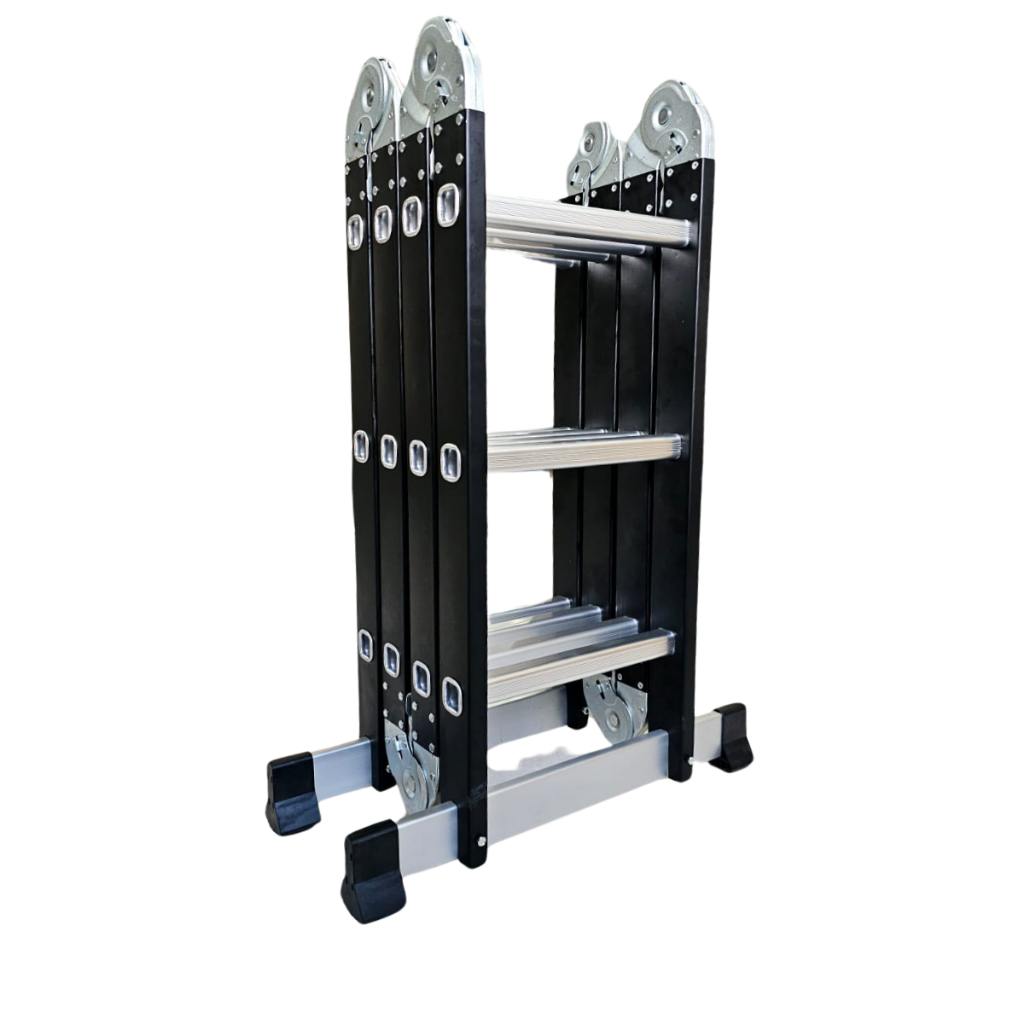 Escada Articulada 4×3 De Alumínio 12 Degraus Preto ou Vermelho