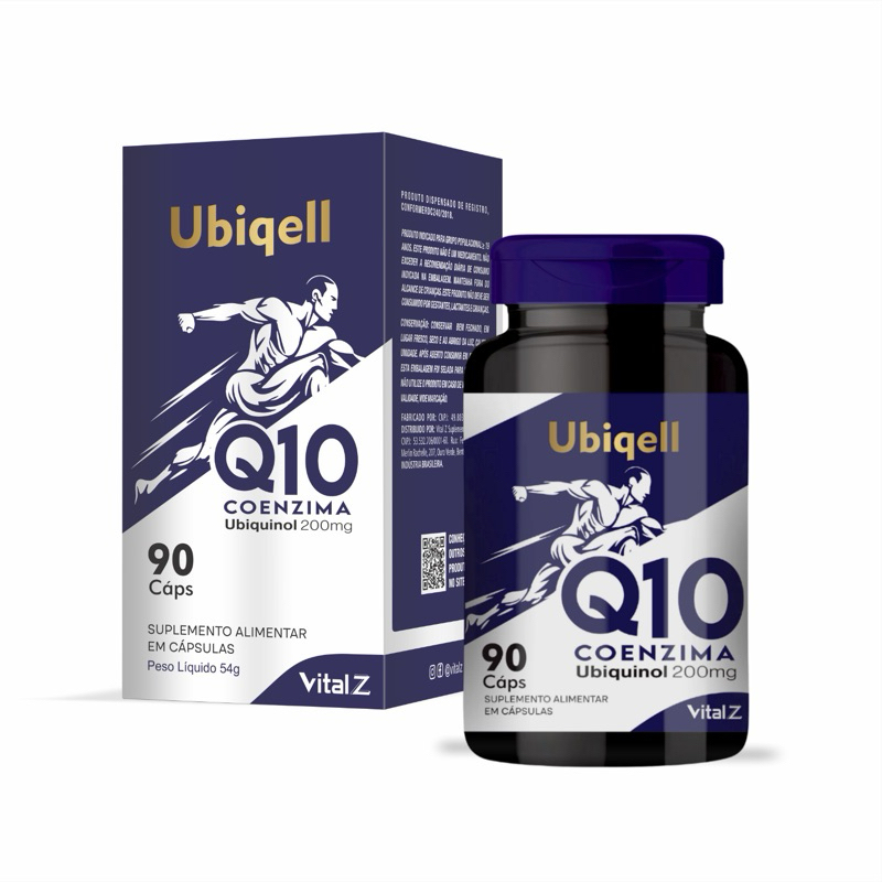 Ubiqell Q10 Coenzima Q10 (Ubiquinol) 200mg | 90 Cápsulas 8X MAIS FORTE QUE O TRADICIONAL
