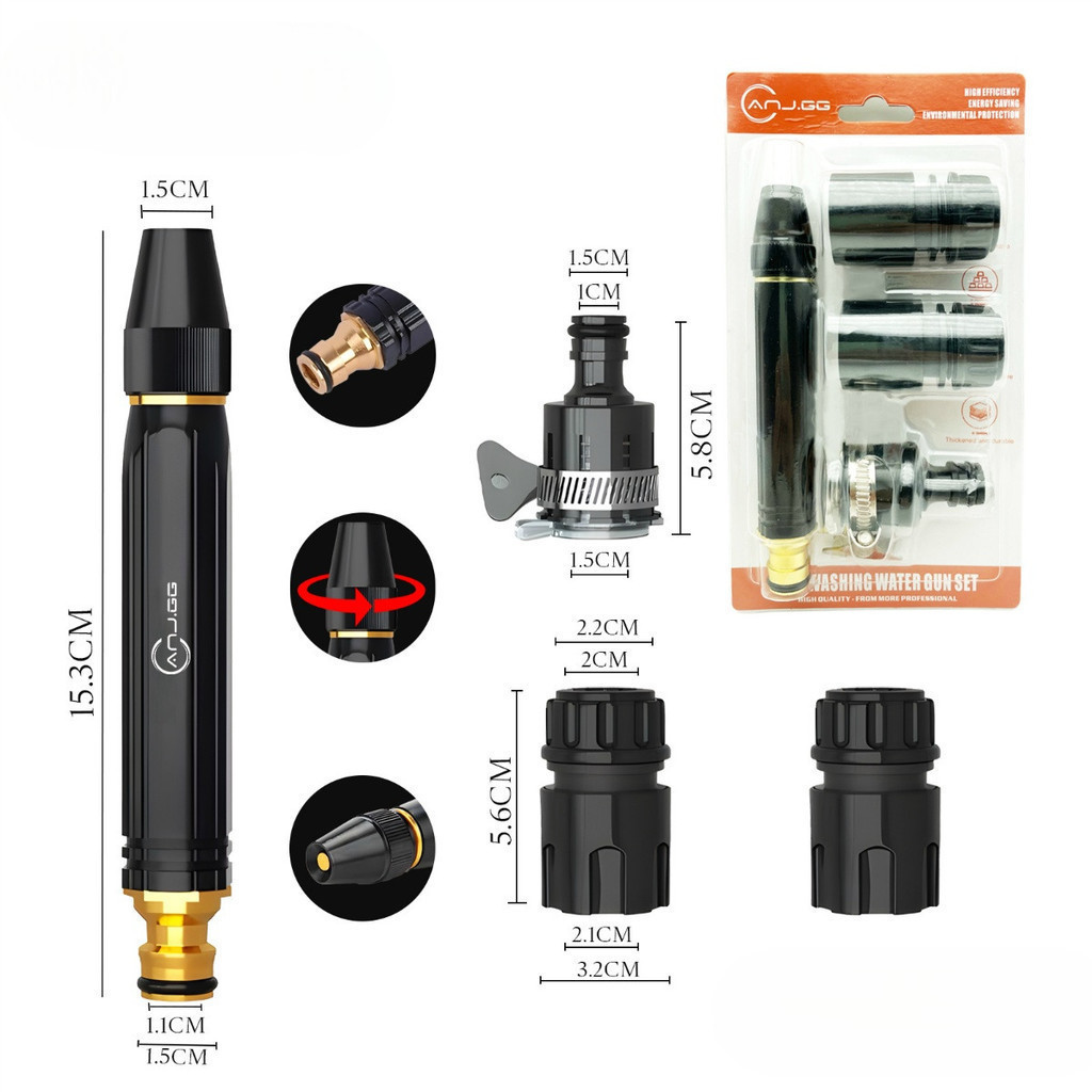Kit 2 Esguicho Alta Pressão Mangueira Regulável 360° Bico Ajustável Engate Rápido Lavagem