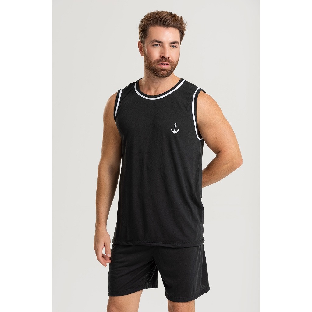 Promoção Pijama Regata Masculino Adulto Malha Premium