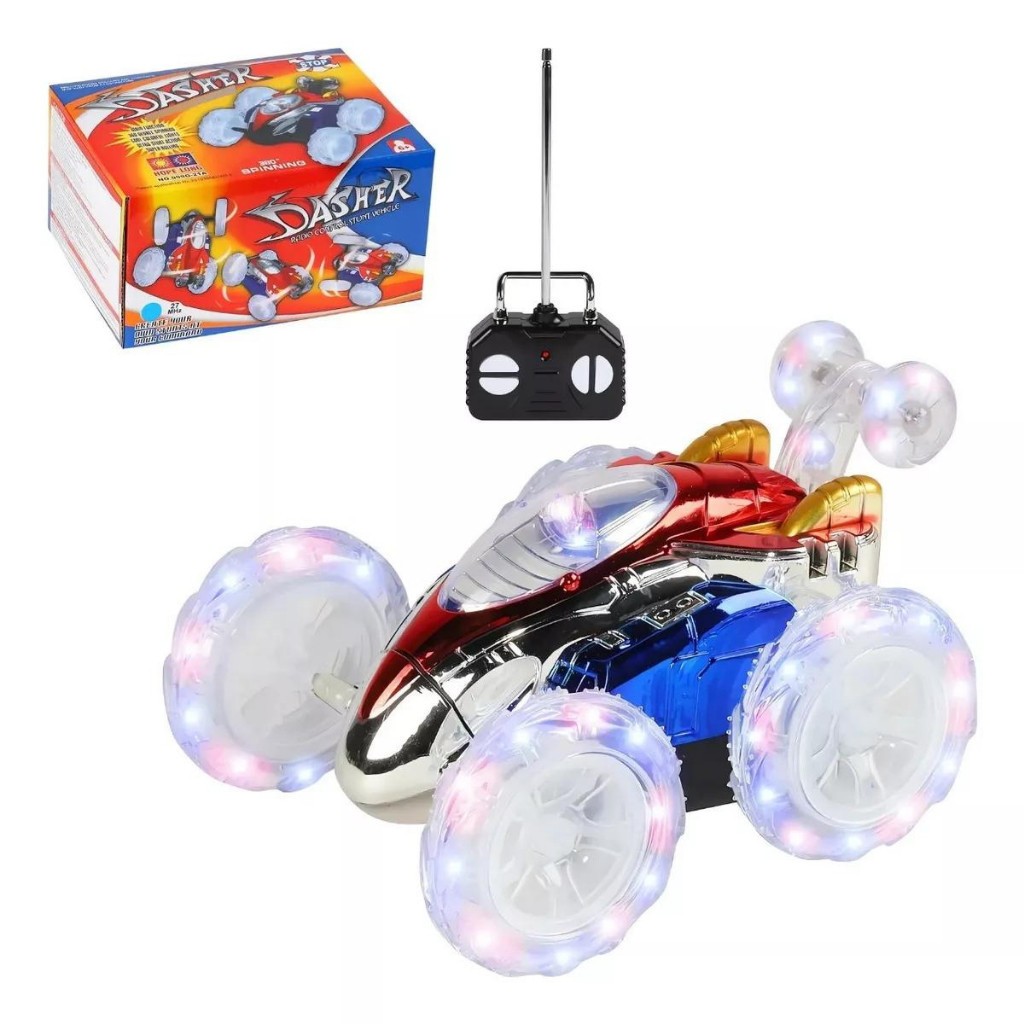 Carrinho De Controle Remoto Carro Maluco Gira 360. Com Luzes Led
