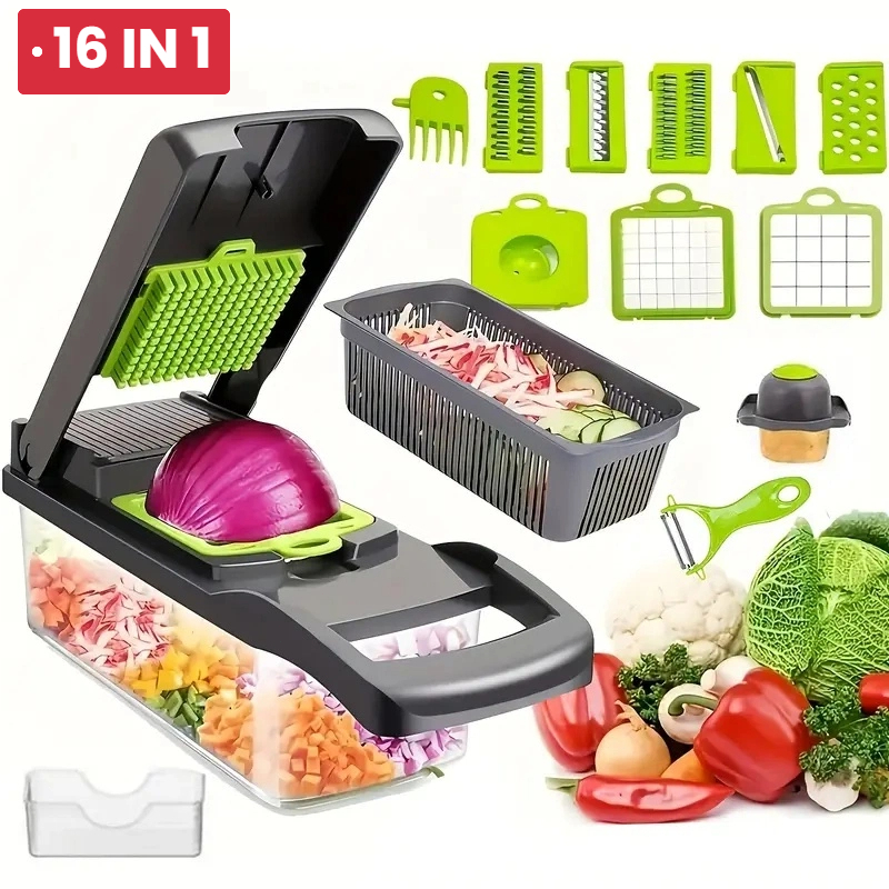 Profissional Multiuso Cozinha Slicer Aço Inox 16 em 1 Fatiador Cortador Ralador De Legumes Verduras