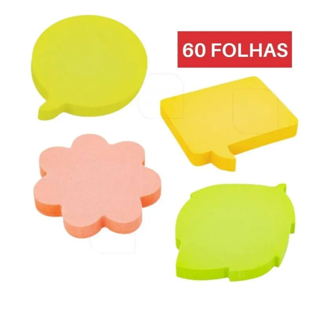 Mini Bloco Post It Adesivos Coloridos Sortidos com 60 folhas Tamanho 45x45mm Alta Aderência