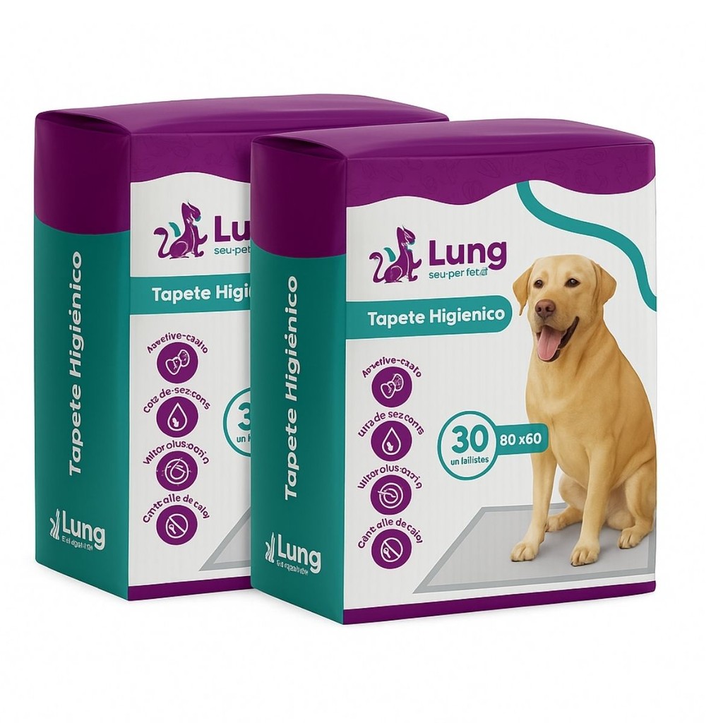 Kit 2 Tapete Higienico Econômico 80x60cm Grande 60 unidades p/ Cachorro Pet Fralda Absorvente