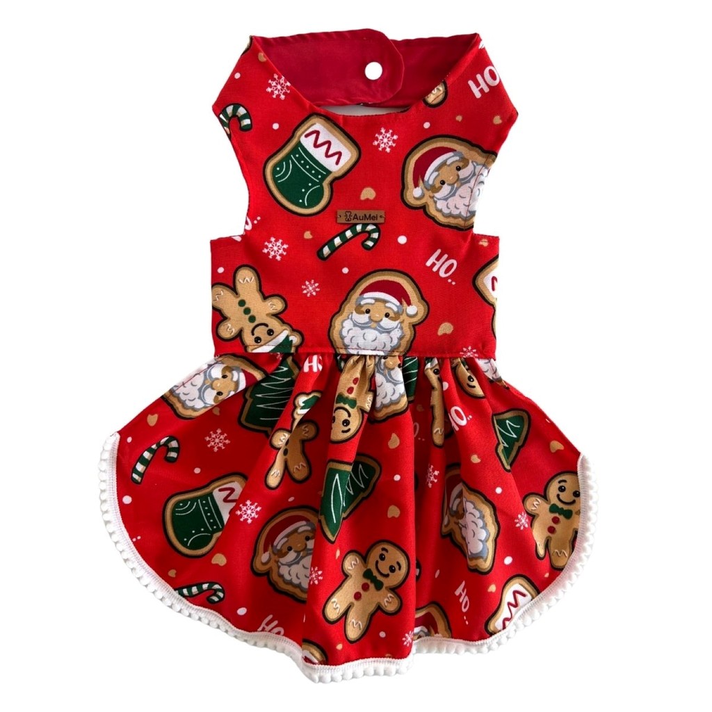 Vestido Pet Papai Noel Natal Roupinha Cães e Gatos Aumei