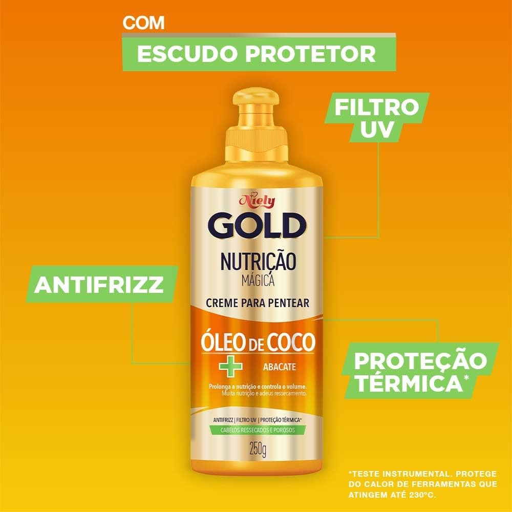 Creme Para Pentear Óleo de coco + Abacate Nutrição Mágica Niely Gold 250ml